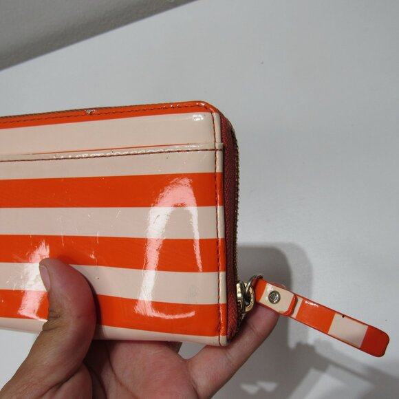 Kate Spade New York Wallet Multicolor Orange Striped Zip Around - Picture 7 of 7